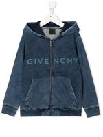 Givenchy Kids hoodie zippé à logo imprimé - Bleu