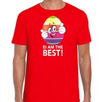 Vrolijk Paasei ei am the best t-shirt rood voor heren - Paas kleding / outfit - thumbnail