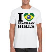 Wit I love Brazilian girls/ I love Braziliaanse dames t-shirt voor heren 2XL  -