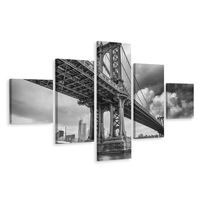 Schilderij - Manhattan Bridge in New York City, Zwart/wit, Premium Print - thumbnail