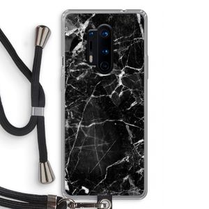 Zwart Marmer 2: OnePlus 8 Pro Transparant Hoesje met koord