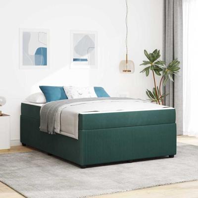 Bedframe met matras met matras Donkergroen 160 x 200 cm Fluweel