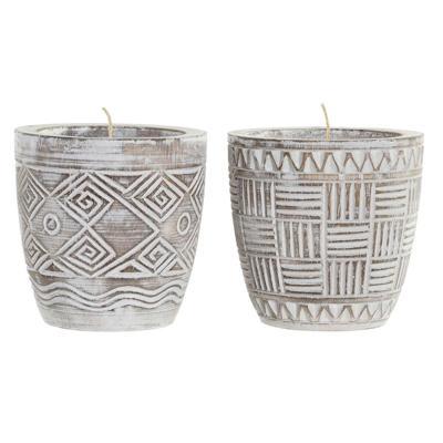 Kaars DKD Home Decor Hout Was (2 Stuks)