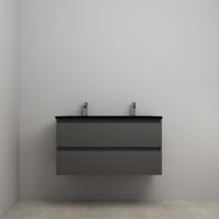 On-Line Onderkast - 100 cm - Voorgemonteerd - Ladestructuur - Acryl Wastafel - 2 Kraangaten - Mat Antraciet