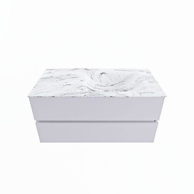 MONDIAZ VICA-DLUX 100cm badmeubel onderkast Cale 2 lades. Inbouw wastafel CLOUD rechts zonder kraangat, kleur Glace.