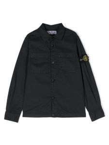 Stone Island Junior chemise en coton à patch logo - Bleu