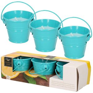 Citronella kaarsen - in zink potje - set 9x - blauw - 5 branduren