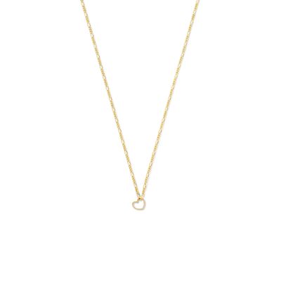 Ketting Open Hartje Figaroschakel geelgoud 42 cm