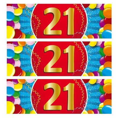 21 jaar leeftijd sticker - 5x - 19 x 6 cm - verjaardag - jubileum - versiering