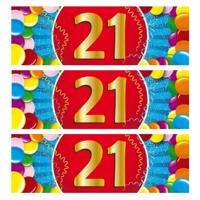 21 jaar leeftijd sticker - 5x - 19 x 6 cm - verjaardag - jubileum - versiering