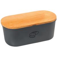 Kesper broodtrommel met houten snijplank deksel - grijs - 18 x 34 x 14 cm - brooddoos Kesper broodtrommel met houten snijplank deksel - grijs - 18 x 34 x 14 cm - brooddoos