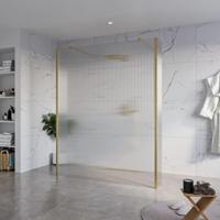 Fortifura Galeria Vrijstaande Inloopdouche - 160x200cm - Helder geribbeld - antikalk - 8mm veiligheidsglas - 2 zijwanden 30cm - wandsteunen en hoekprofielen - Geborsteld Messing PVD (Goud) SW927770 2x/SW797956/SW797945 2x/SW798731 2x