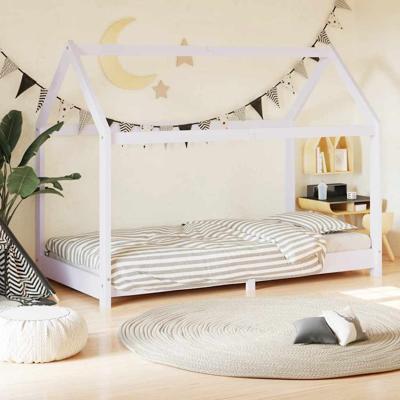 Kinderbedframe massief grenenhout wit 80x160 cm