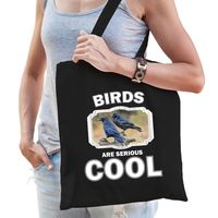 Dieren raaf tasje zwart volwassenen en kinderen - birds are cool cadeau boodschappentasje - thumbnail