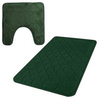 Urban Living badkamer droogloop matjes - set 2x stuks - memory foam - donkergroen - thumbnail