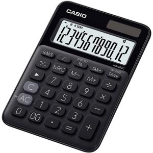 Casio MS-20UC-BK Bureaurekenmachine Zwart Aantal displayposities: 12 werkt op zonne-energie, werkt op batterijen (b x h x d) 105 x 23 x 149.5 mm