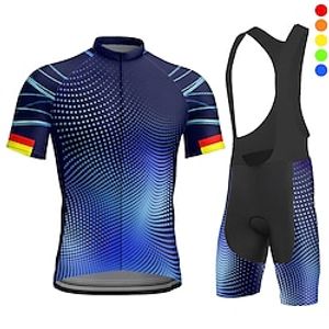 Voor heren Wielrenshirt met strakke shorts Korte mouw Bergracen Wegwielrennen Zwart Rood blauw Fietsen Sportoutfits 3D-pad Ademend Sneldrogend Achterzak Polyester Spandex Sport Geometrisch Kleding Lightinthebox