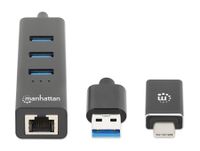 Manhattan 180894 interface hub USB 3.2 Gen 1 (3.1 Gen 1) Type-A + Type-C 5000 Mbit/s Zwart - thumbnail