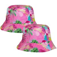 Set van 4x Hawaii thema vissershoedje/zonnehoedje roze voor volwassenen