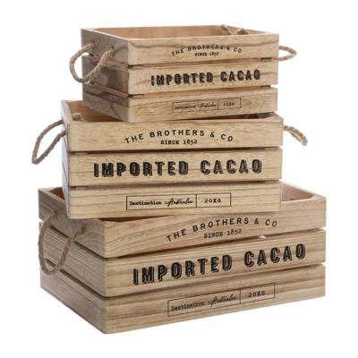 Atmosphera Opbergkisten set 3x stuks - hout - decoratief - vintage look - 35 x 25 x 15 cm