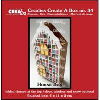 Crealies • create a box platte doos huis met deur, raam & sneeuw