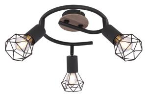 Globo Plafondlamp Xara I zwart met hout 3-lichts Ø 23cm 54802S-3H