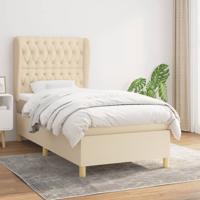 Boxspring met matras stof crèmekleurig 100x200 cm