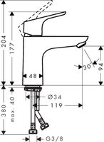 Hansgrohe Focus Wastafelkraan 100 Lowflow Zonder Waste Chroom - thumbnail