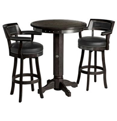 Harley-Davidson Bar & Shield Flames Bartafel & Rugleuning Barstoelen Set Met Vintage Zwarte Afwerking