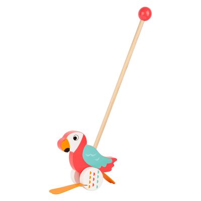 Small Foot houten duwfiguur papegaai lori met stok