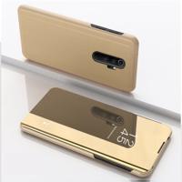 Voor Xiaomi Redmi Note 8 Pro plating spiegel horizontaal Flip leder met beugel holster (goud)