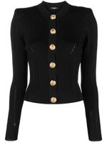 Balmain cardigan cintré à détails nervurés - Noir