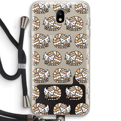 Slapende poes: Samsung Galaxy J7 (2017) Transparant Hoesje met koord