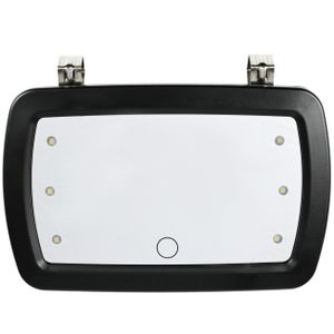 LED Make-up spiegel voor in de auto - zwart - 17 x 11 cm