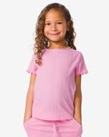 HEMA Kinder T-shirt Met Ribbels Roze (roze) - thumbnail