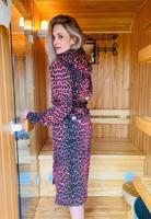D-Robe badjas met capuchon - panter roze-l