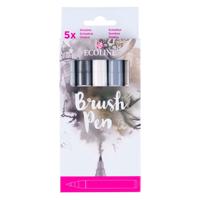 Bruynzeel Ecoline brush pen set schaduw, 5 kleuren