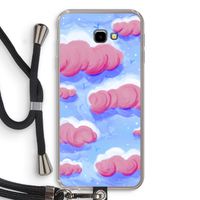Roze wolken met vogels: Samsung Galaxy J4 Plus Transparant Hoesje met koord