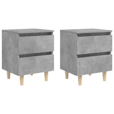 Nachtkastjes 2 st met grenenhouten poten 40x35x50 cm betongrijs