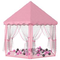 vidaXL Prinsessenspeeltent met 250 Ballen 133x140 cm roze - thumbnail