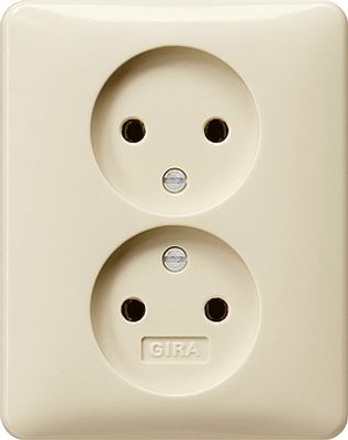 Gira 2-voudige wandcontactdoos zonder randaarde creme glanzend 079801