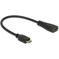 Delock 65650 HDMI-kabel HDMI Aansluitkabel HDMI-mini-C-stekker, HDMI-A-bus 0.23 m Zwart Vergulde steekcontacten