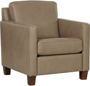 Taupe leren landelijke fauteuil Smart - poot hout bruin - Granada leer Taupe (taupe leer)