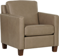 Taupe leren landelijke fauteuil Smart - poot hout bruin - Granada leer Taupe (taupe leer)