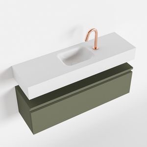 MONDIAZ ANDOR 100cm toiletmeubel army. LEX 100cm wastafel talc midden 1 kraangat