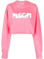 MSGM sweat crop à logo imprimé - Rose
