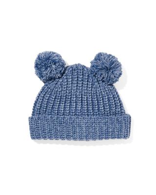 051 Babymuts Pompon Blauw (blauw)