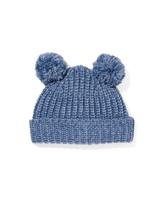 051 Babymuts Pompon Blauw (blauw)