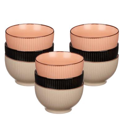 Kommetjes/serveer schaaltjes - 9x stuks - Mistique - porselein - D14 x H8 cm - 3 kleuren