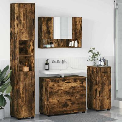 Badkamermeubelset met lade 4 pcs Gerookt eiken 30 x 35 x 192 cm